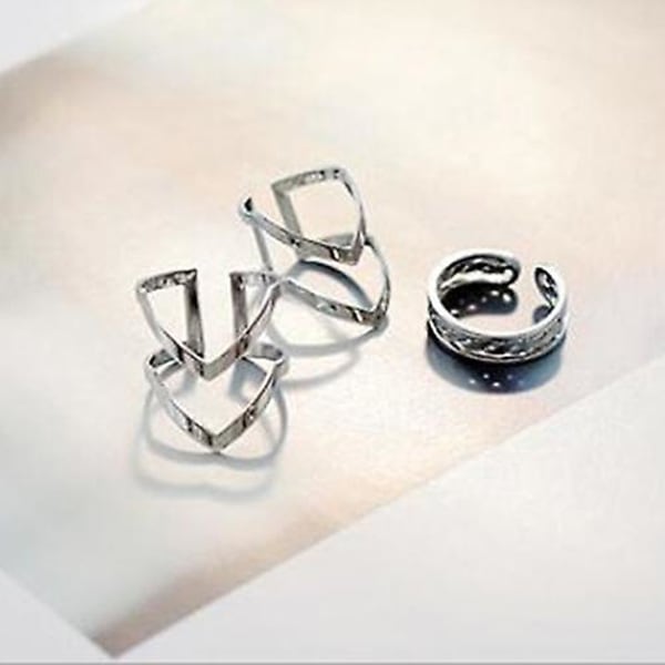 3 st/ set Mode kvinnors pil Hollow Midi Knuckle Open Finger Ring Band Present Silver