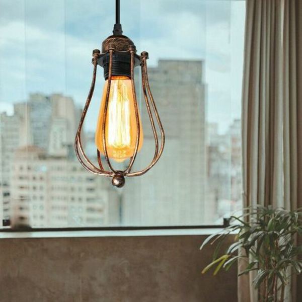 Vintage Industriel Pendel E27 Lys Retro til Cafe House Loft Køkken Stue og Hotel Soveværelse (Rust）