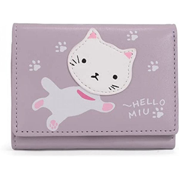 Kawaii-lompakko tytöille Hello Cute Cat Card Setelipidike Organizer Naisten Kukkaro, Hello A916-790 Purple