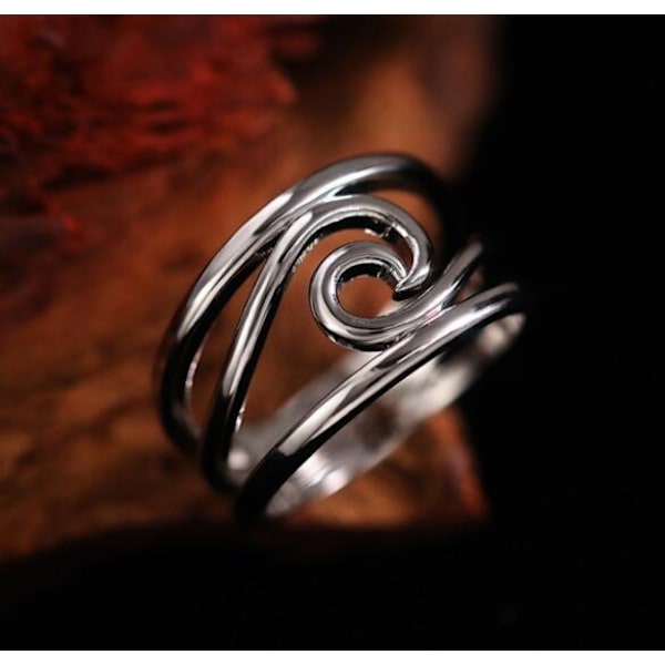 Geometrisk våg ring smycken kvinnors enkel glänsande ring Size 9