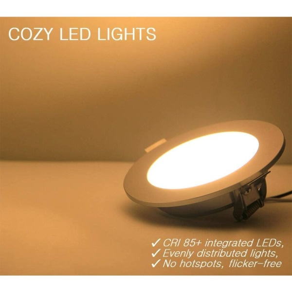Set med 4 LED-infällda spotlights 5W 8cm 3000K för husbil, båt, skåpbil, kök, badrum, garderob, varmvit
