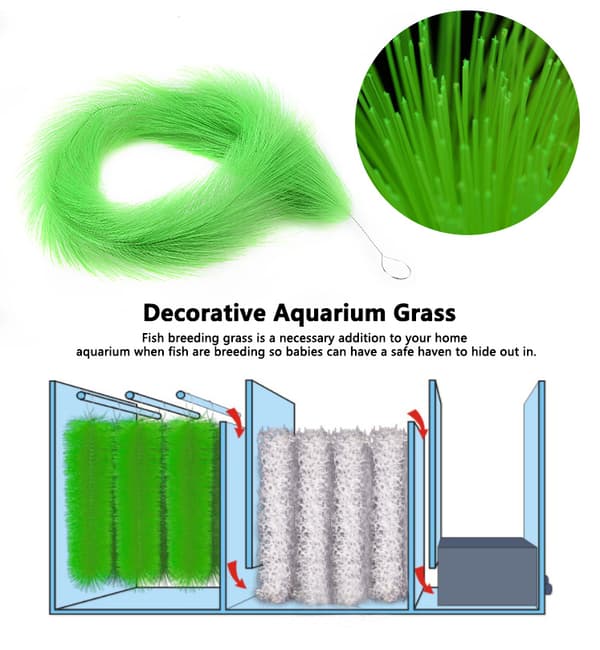 Dekorativt fiskeoppdrettsgres for akvariefisketank (100 cm)