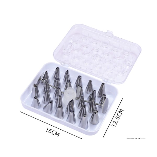 52 stk. rustfrit stål glasur sprøjte kage dyser med opbevaringsboks holdbar brug super omkostningseffektiv praktisk holdbar kagepyntningstips 29pcs
