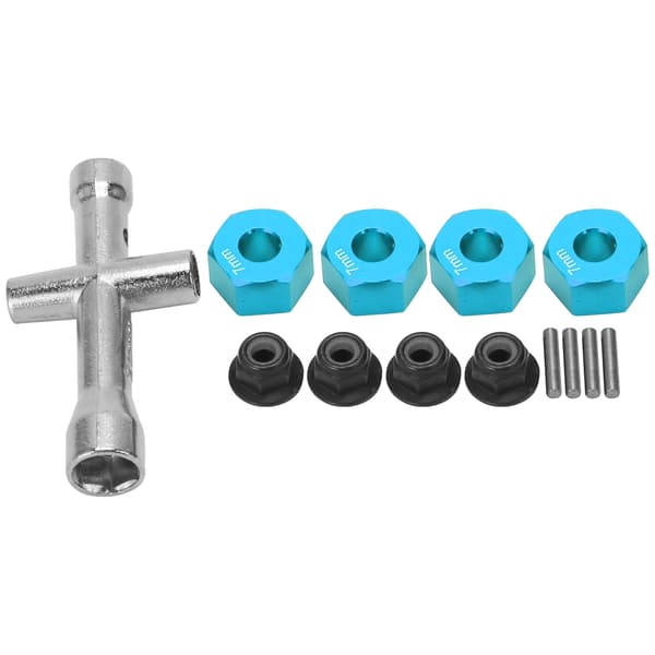 12mm Hex Adapter 7mm Tjock M4 Fläns Låsmutter Kryssnyckel Set för 1 10 RC Bil Blå