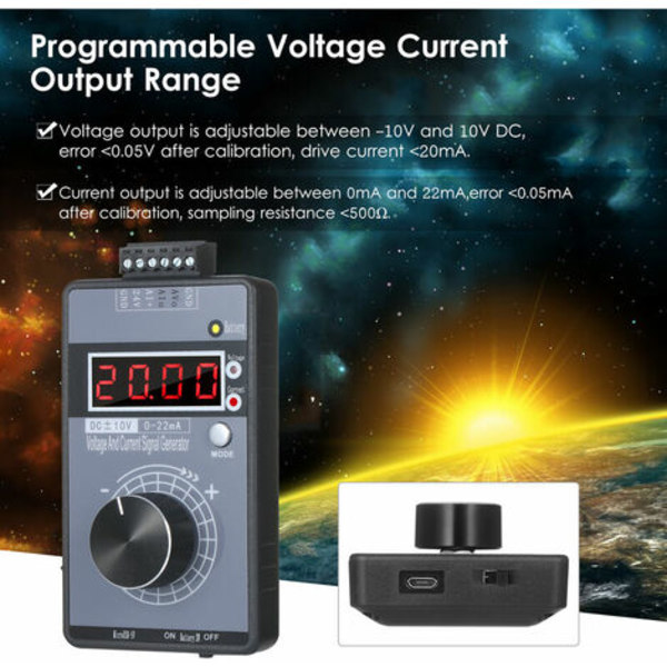 Præcisionsstrømspændingssignalgenerator Programmerbar analog signalsimulatorkalibrator til simulering af DC -10~10V og