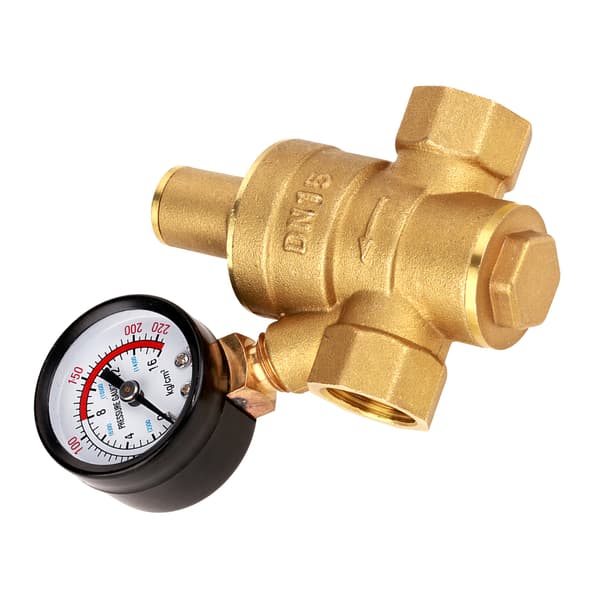 Messing Vandtryksregulator med Måler Justerbar Reducer DN15