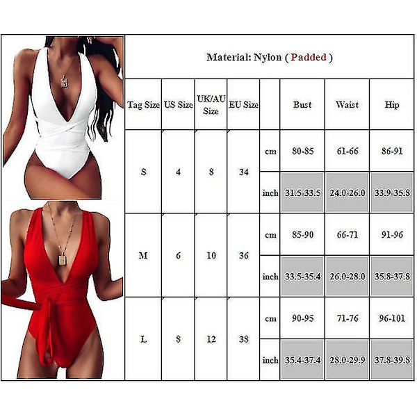 kvinder Sexet Monokini Badedragt Bikini One Piece Badetøj Beachwear Badedragt Red L