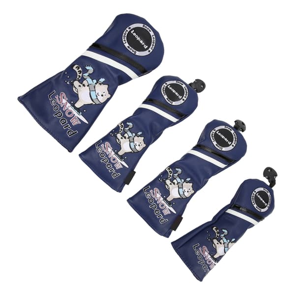 4-delars 1 3 5 UT Golf Headcovers Tecknad Snöleopard Mönster PU Läder Set