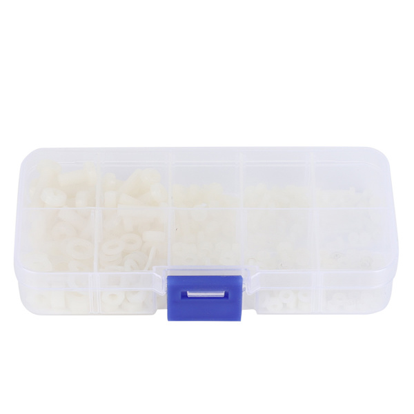 Nylon Skruv Mutter Bricka Sortimentslåda 270st M2 M2.5 M3 M4 M5 Vit