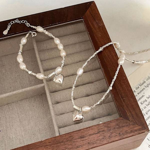 Armband 925 Silversmycken Heart Stud Modesmycken Ac8049