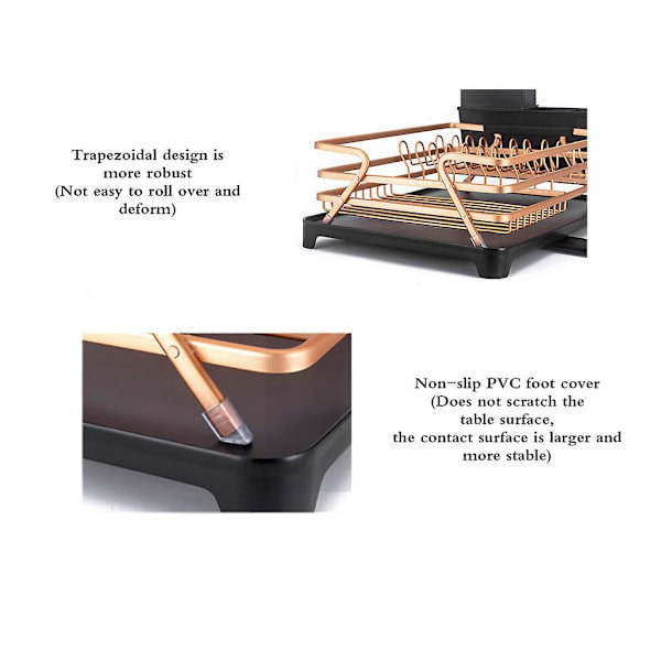 Multifunktionelt opvaskestativ i aluminium, guld + sort chassis