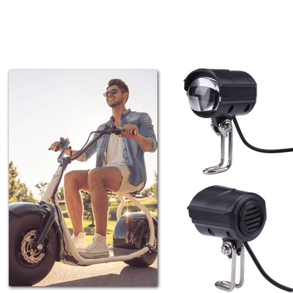 36V 60V LED Sykkellys Vanntett Slitesterk Horn Frontlys