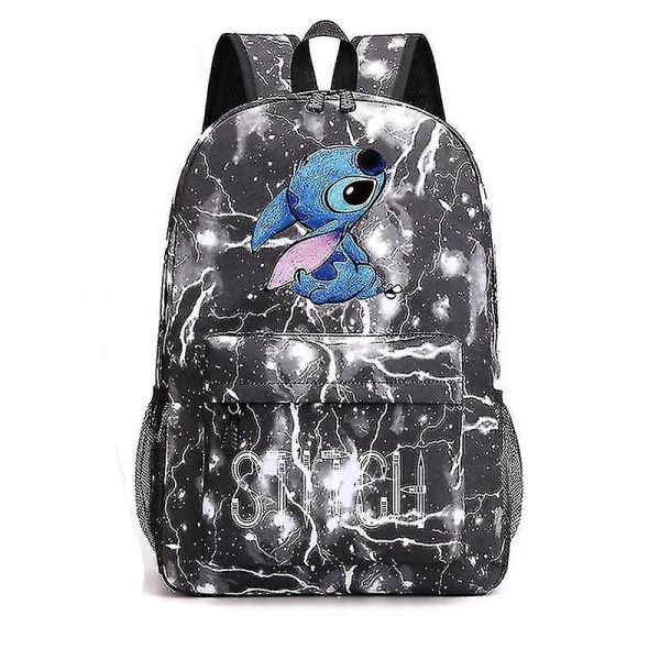 Stitch Rygsæk Sort Stjernehimmel Stor Kapacitet Student Skoletaske-lynsort lightning black