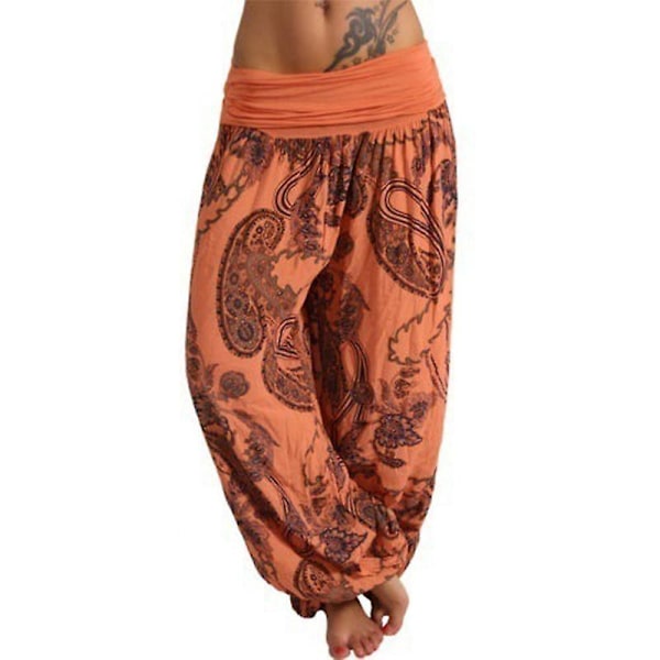 Boho lösa yogabyxor för kvinnor Orange XL