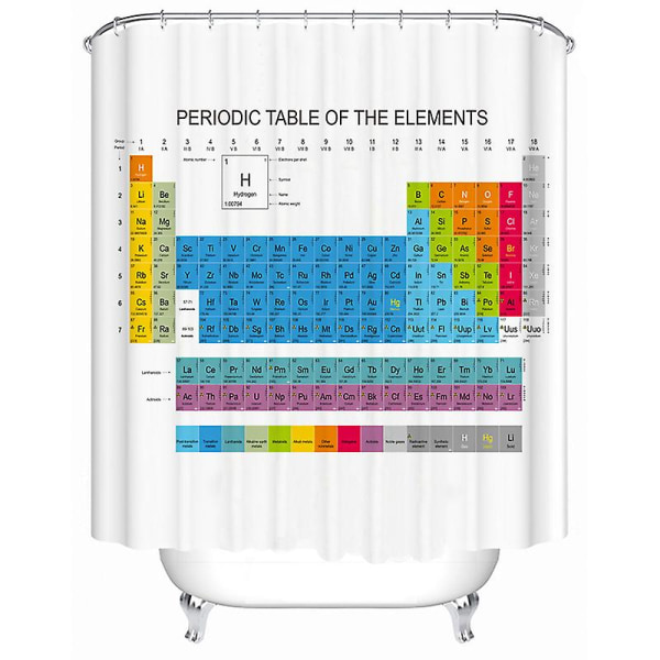 Periodic Table vedenpitävä polyesteri suihkuverho Periodic Table 1 165cmX180cm