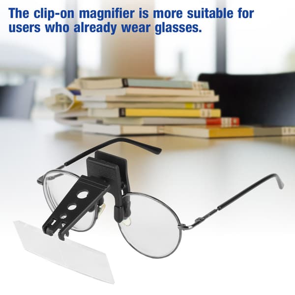 Clip-on forstørrelsesglas med 1,5x, 2,5x og 3,5x forstørrelse