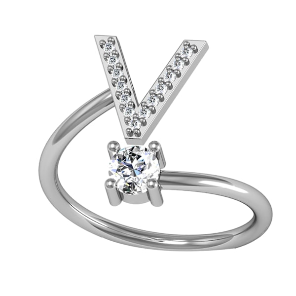 Ring Justerbar Open End Koppar Brev Kvinnor Finger Smycken För Dejting C
