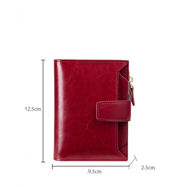 Pieni lompakko naisille aitoa nahkaa Bifold Compact Rfid estävä pieni naisten lompakko A916-744 Wine Red