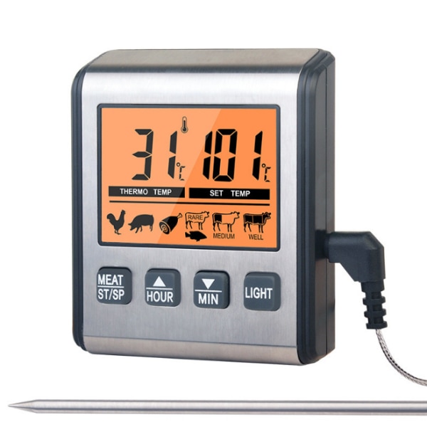 Digital kötttermometer Sötmat Rökare BBQ Matlagningstermometer för grillugnsstekning med smart kökstimerläge och bakgrundsbelysning
