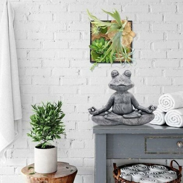 Kivipuutarha, sammakkobuddha-koriste, ulkona meditoiva sammakkopatsas, meditaatiosammakkopatsas kodin sisustamiseen ulkona A