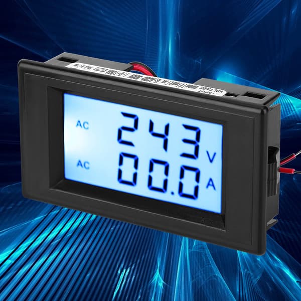 Dobbelt Display Voltmeter Amperemeter AC 80-300V 0-50A 0-100A med Strømtransformator Sort