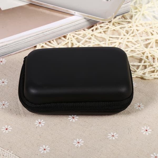 Mini Opbevaringstaske Bærbar Organizer Etui til Hovedtelefoner USB Drev Datakabel Sort