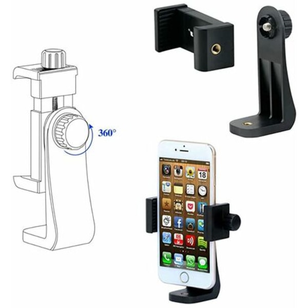 Universal Mobiltelefonstativadapter Kompatibel med Selfie Stick Stativ Stativ Monopod med standard 1/4"-20 skruehoved