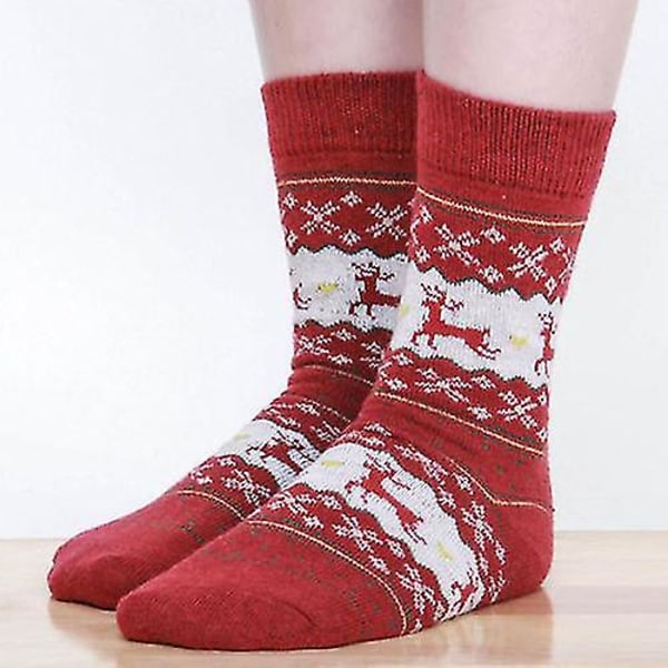 Dame jule elg bomuldsstrømper Red 5 Pairs