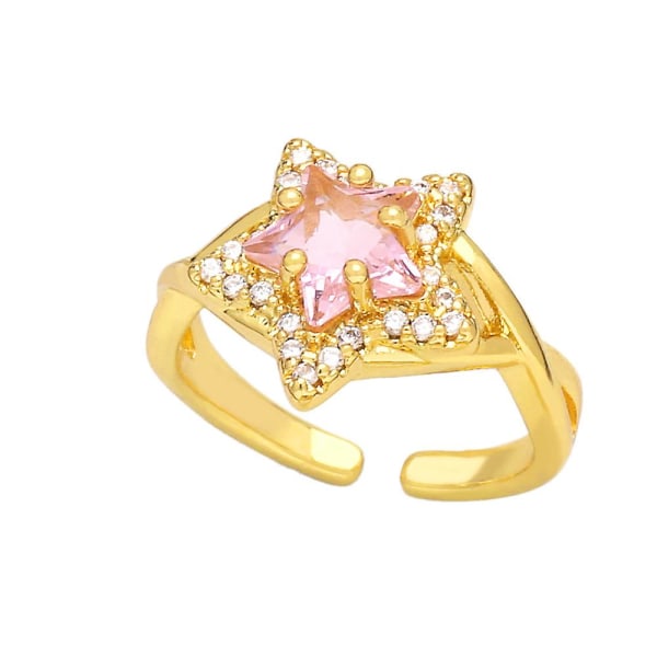 Ring Vintage Zircon Star Fashion Smycken Ac10153 Pink