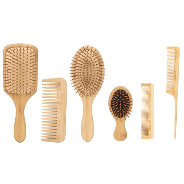 6 st Kamhår Skägg Luftkudde Utrasslande Borste Bambu Set Kit För Hemsalong