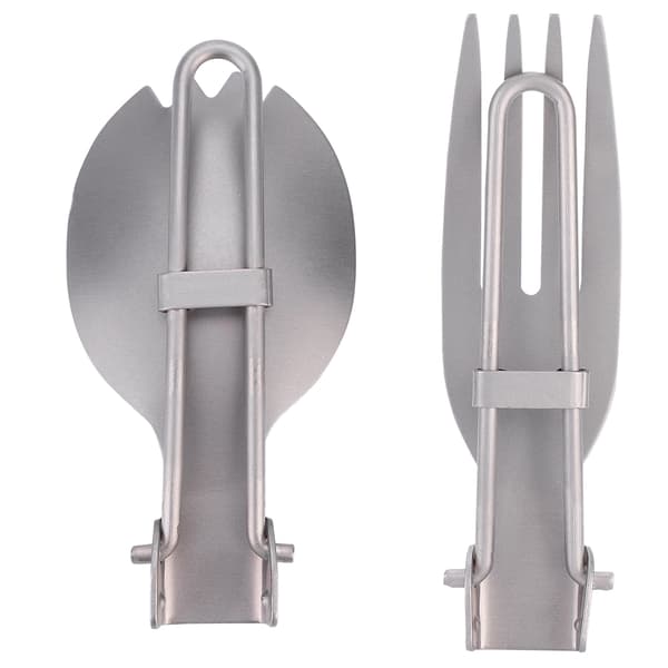 Bærbar foldbar titanium spork til udendørs camping og rejser