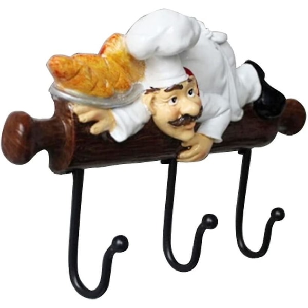 Fet Kock Inredning Söt Hem Kök Restaurang Bageri Dekorativ Kock Med Bröd Figurin Väggkrokar Ugnshandskar/mössa/ cap/rock/förkläde Väggmonterad Rackkrok