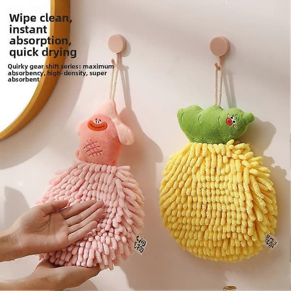 Chenille håndklæder, hurtigtørrende, absorberende, hængende håndklædebold, blødt, fluffy, absorberende mikrofiberhåndklæde Yellow
