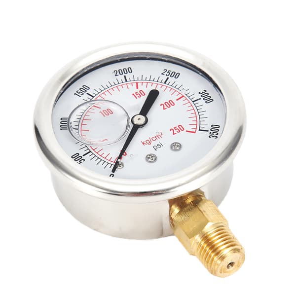 Hydraulisk brændstoftryksmåler i rustfrit stål, oliefyldt 0-3500 PSI