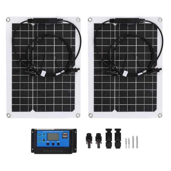30W Fleksibelt Vandtæt Monokrystallinsk Solpanel med 50A Solcellecontroller til 12V Batteri