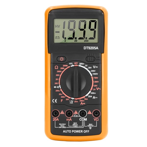 Smart Digitalt Multimeter LCD-skjerm Multifunksjonell Kretsdetektor Husholdningsapparat Oransje
