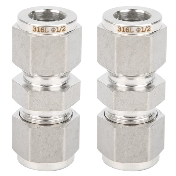 316 rustfrit stål dobbelt ferrule rørkompressionsfitting lige adapter til 1/2 tomme rør