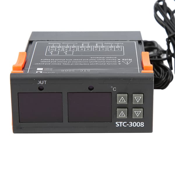 STC 3008 Dubbel Display Digital Temperatur Termostat Kontroller med NTC Sensor DC 12V