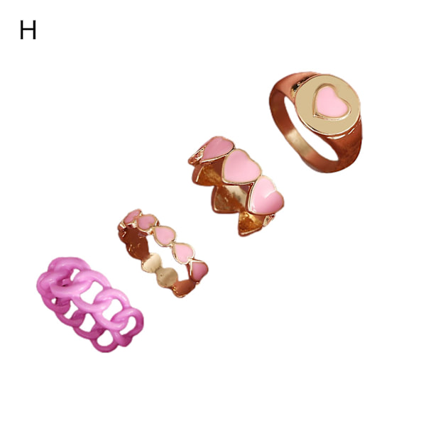 1 Set Knuckle Rings Heart Stackable Women Exquisite All Match Finger Rings For Party H