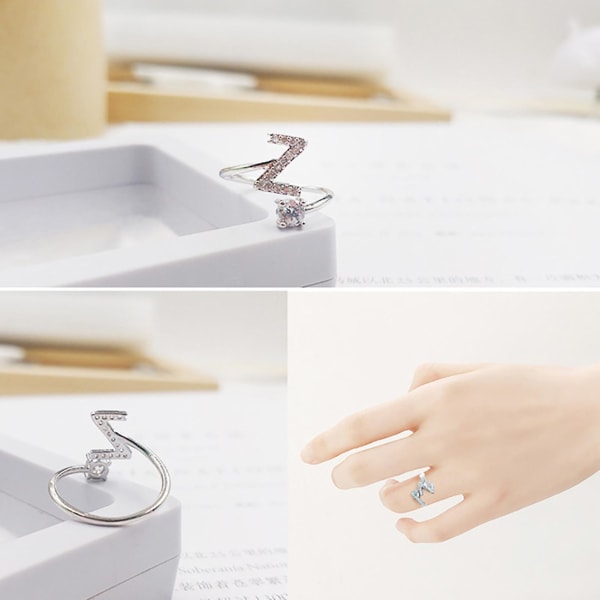 Ring Justerbar Open End Koppar Brev Kvinnor Finger Smycken För Dejting O