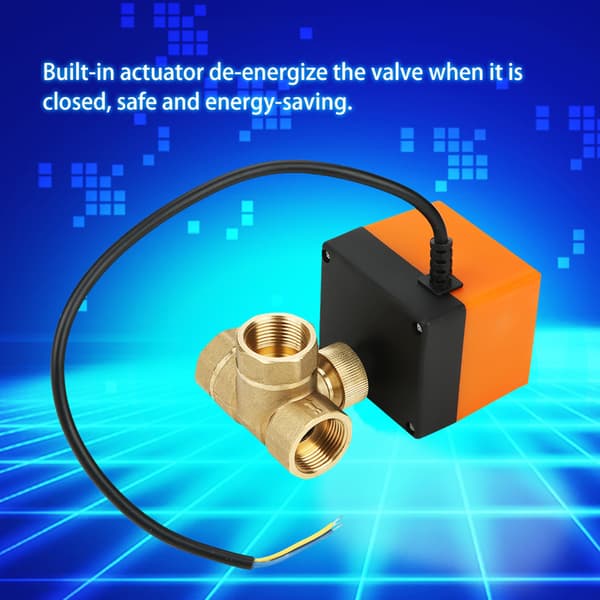 Messing 3-veis motorisert kuleventil for klimaanlegg DC24V