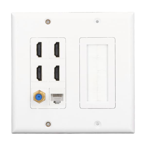 6 Port Vægplade 4 HD Multimedie Interface 1 Cat 6 Koaksial 1 TV F Hoved Jack Udgangsmontering Frontpanel