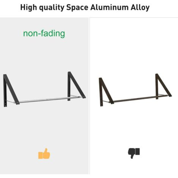 Infällbart klädställ - Väggmonterat hopfällbart klädställ, aluminium, 2 ställ med stång (53-80 cm)