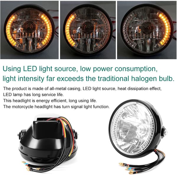 7' H4 Motorsykkel frontlys blinklys LED frontblinklys