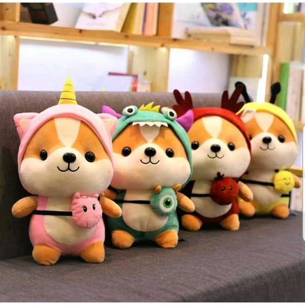 Corgi Shiba hundplysch mjuk leksak Söt Kawaii. (bi, ren, , enhörning) Reindeer