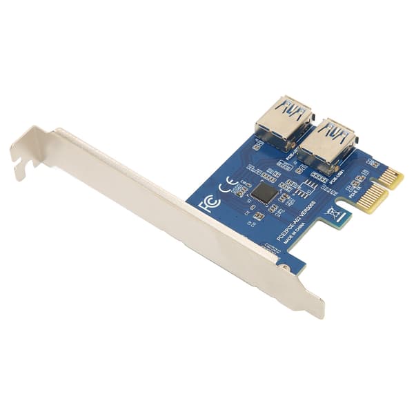 PCIe 1 til 2 Riser-kort Fleksibel Stabil Splitter til Bitcoin Ethereum Mining Blåt Kort