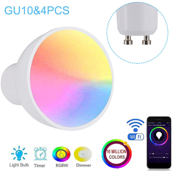 2st, RGB+WGU110, smart glödlampskopp, wifi-fjärrkontroll för mobiltelefon