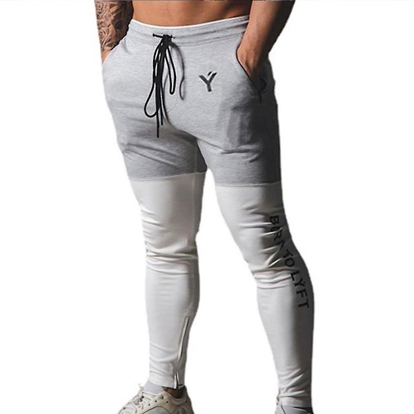 Långa färgblock Slim Fit träningsbyxor för män White M