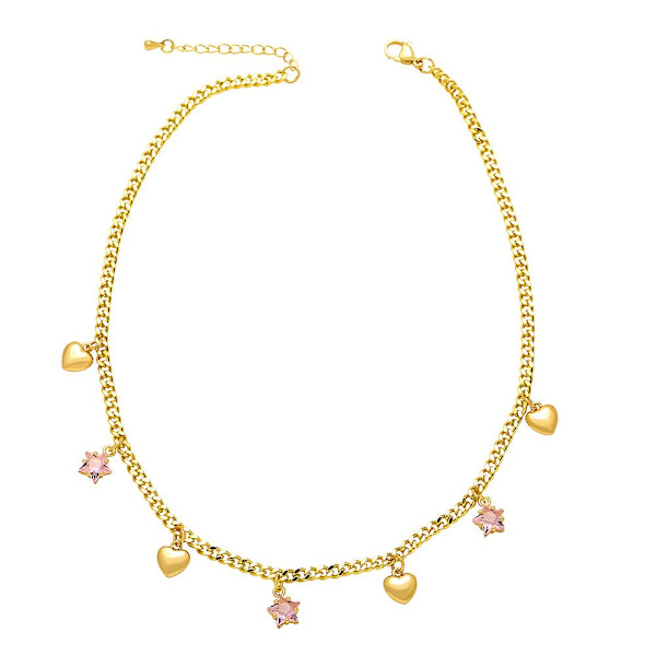 Halsband Vintage Zircon Heart Stud Modesmycken Ac10025 Red