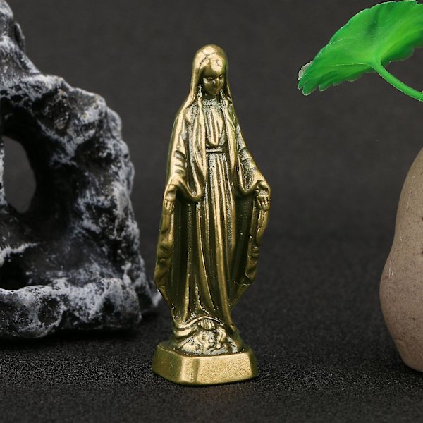 Jungfru Maria Statyett Kristustema Antik stil Heliga Moder Staty Miniatyrer Desktop Ornament för hushåll